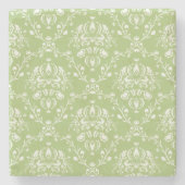 Moss Green Damask Stenen Onderzetter (Voorkant)