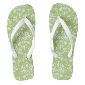 Moss Green Damask Teenslippers (Voetbed)
