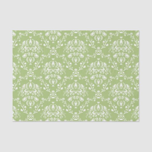 Moss Green Damask Tissuepapier (Voorkant)