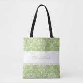 Moss Green Damask Tote Bag (Voorkant)