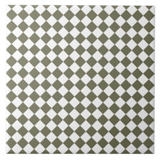 Moss Green Diamond Check-patroon Tegeltje (Voorkant)