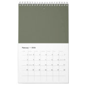 Moss Green Duo-Tone Aangepaste Wandkalender Kalender (Feb 2026)