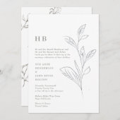 Moss Green Elegant Leafy Garden Monogram Weddensch Kaart (Voorkant / Achterkant)