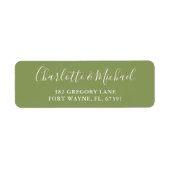 Moss Green Elegant Modern Script Retouradres Etiket (Voorkant)