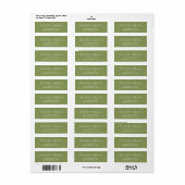 Moss Green Elegant Modern Script Retouradres Etiket (Full Sheet)
