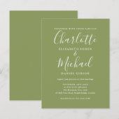 Moss Green Elegant Modern Script Wedding Uitnodiging Briefkaart (Voorkant / Achterkant)