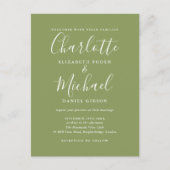Moss Green Elegant Modern Script Wedding Uitnodiging Briefkaart (Voorkant)