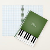 Moss Green Elegant Piano Keyboard Gepersonaliseerd Notitieboek (Binnen)
