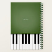 Moss Green Elegant Piano Keyboard Gepersonaliseerd Notitieboek (Achterkant)