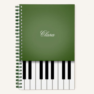 Moss Green Elegant Piano Keyboard Gepersonaliseerd Notitieboek