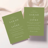 Moss Green Elegant Wedding Kaart
