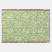 Moss Green en White Damask Deken (Voorkant)
