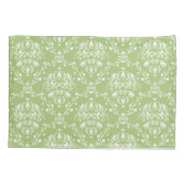 Moss Green en White Damask Kussensloop (Achterkant-Links)