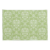 Moss Green en White Damask Kussensloop (Achterkant-Rechts)