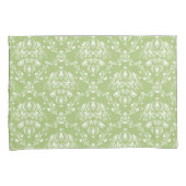 Moss Green en White Damask Kussensloop (Voorkant-Rechts)