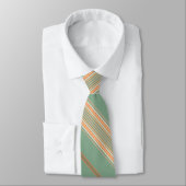 Moss Green en White Stripe Necktie Stropdas (Gebonden)