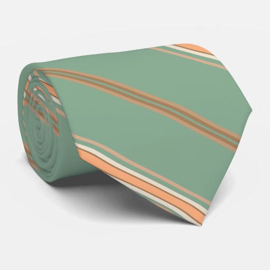 Moss Green en White Stripe Necktie Stropdas (Opgerold)