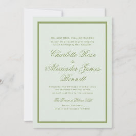 Moss Green Estate Wedding Invitation Kaart