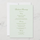 Moss Green Estate Wedding Itinerary Card Kaart (Voorkant)