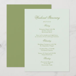 Moss Green Estate Wedding Itinerary Card Kaart