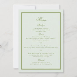 Moss Green Estate Wedding Menu Card Kaart