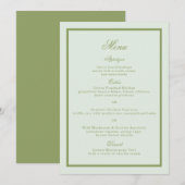 Moss Green Estate Wedding Menu Card Kaart (Voorkant / Achterkant)