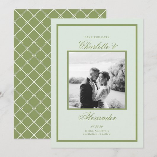 Moss Green Estate Wedding Save the Date Kaart (Voorkant / Achterkant)