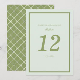 Moss Green Estate Wedding Table Number Card Kaart