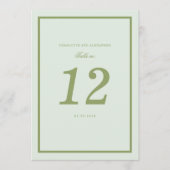 Moss Green Estate Wedding Table Number Card Kaart (Voorkant)