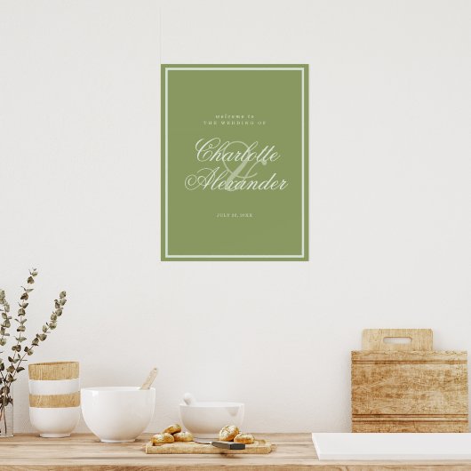Moss Green Estate Wedding Welcome Sign Poster (Keuken)