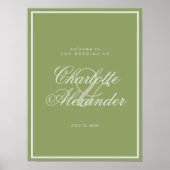 Moss Green Estate Wedding Welcome Sign Poster (Voorkant)