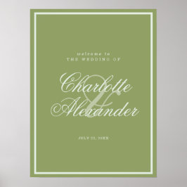 Moss Green Estate Wedding Welcome Sign Poster