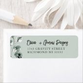 Moss Green Eucalyptus Hand Lettert het Adres van h Etiket (Insitu)