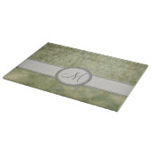 Moss Green Feather Pattern met Grijs Monogram Snijplank (Hoek)