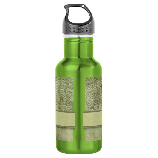 Moss Green Feather Pattern met Monogram Waterfles (Achterkant)