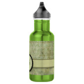 Moss Green Feather Pattern met Monogram Waterfles (Rechts)