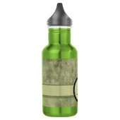 Moss Green Feather Pattern met Monogram Waterfles (Links)