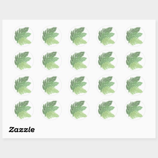 Moss Green Fern Ronde Sticker (Vel)