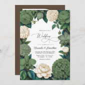 Moss Green, Fern Soft & Antique Cream Wedding Kaart (Voorkant / Achterkant)