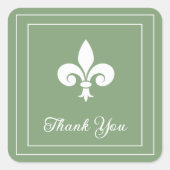 Moss Green Fleur de Lis Dank u Stickers (Voorkant)