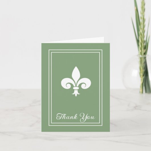 Moss Green Fleur de Lis - Hartelijk dank Bedankkaart (Voorkant)