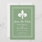 Moss Green Fleur de Lis Save the Date Invite Kaart (Voorkant)