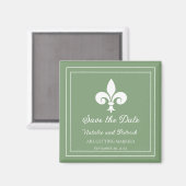 Moss Green Fleur de Lis Save the Date Magnet (Voorkant / Achterkant)