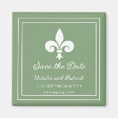 Moss Green Fleur de Lis Save the Date Magnet (Voorkant)