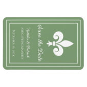Moss Green Fleur de Lis Save the Date Magnet Magneet (Horizontaal)