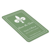 Moss Green Fleur de Lis Save the Date Magnet Magneet (Rechterzijde)