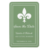 Moss Green Fleur de Lis Save the Date Magnet Magneet (Verticaal)