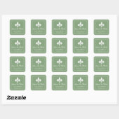 Moss Green Fleur de Lis Save the Date Stickers (Vel)