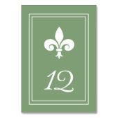 Moss Green Fleur de Lis Table Number Kaart (Achterkant)