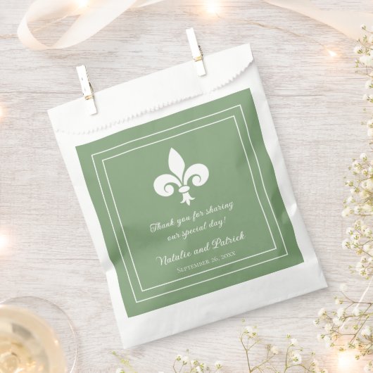 Moss Green Fleur de Lis Wedding Favor Bags Bedankzakje (Geknipt)